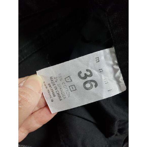 mnml Jeans Size 36x32 Mens Black Pants Distressed Ankle Zip Button Fly Straight - Picture 3 of 13